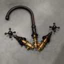 Kingston Brass KS2795KXBS Two-Handle 4-Hole Deck Mount Widespread Kitchen Faucet with Brass Sprayer in Oil Rubbed Bronze