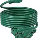 DEWENWILS 25 FT Green Outdoor Tri-Tap Extension Cord Splitter,Halloween Weatherproof 16/3 SJTW Power Cable for Outdoor String Light, Holiday Decoration and Landscaping Lights, ETL Listed, Pack of 1