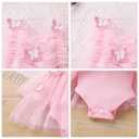 Baby Girl Butterfly Romper Dress Toddler Sparkly 1st Birthday Cake Smash Outfits Infant Ruffle Sleeve Christening Baptism First Communion Dresses Newborn Pageant Clothes Pink 3-6 Months (Pink)