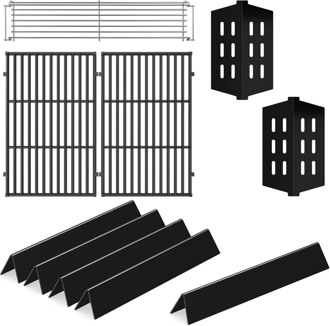 Grill Parts for Weber Genesis 300 Series with Front-Mounted Control, Fits Weber Genesis E310 E320 E330 Series, Grill Grates 7524 + Flavorizer Bars 7621 + Heat Deflector 7622 + Warming Rack 65054