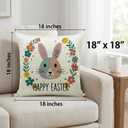 Easter Pillow Covers 18x18 Set of 4, Abstract Boho Throw Pillow Covers, 18x18 inch Happy Easter Bunny & Eggs Square Pillow Covers Throw Cushion Case Decoration for Sofa Bed Couch Outdoor (4PCS)