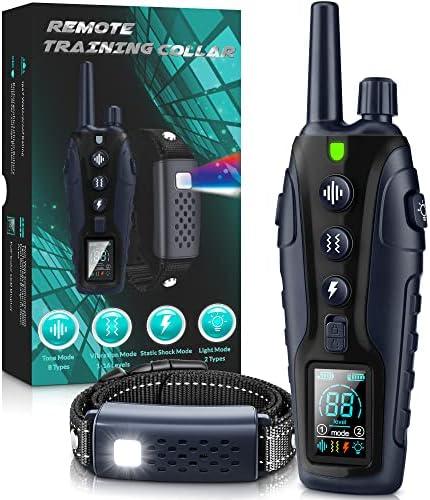 Dog Shock Collar Waterproof with Flashing Light for Night Walks,Dog Training Collar with Adjustable Pitch Beep,Vibration,Shock and Keypad Lock,Dog Training Collar with Remote 4000FT,Shock Collar Dog