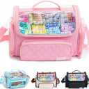 Large Marker Organizer Case Holds 200-300 Markers | Art Marker Storage Bag with Removable Dividers & Clear Top for Artists, Crafters & Travel - Pen, Pencil Alcohol Marker Holder - Art Supply (Pink)