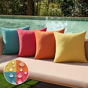 MIULEE Pack of 4 Decorative Outdoor Throw Pillow Covers Linen Waterproof Pillow Covers Farmhouse Cushion Cases for Fall Patio Garden Tent Balcony Couch Sofa 18x18 inch Red/Turquoise MIULEE Pack of 4 Decorative Outdoor Throw Pillow Covers Linen Waterproof Pillow Covers Farmhouse Cushion Cases for Fall Patio Garden Tent Balcony Couch Sofa 18x18 inch Red/Turquoise