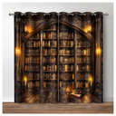 Books Bookcase Cat Candle Decor Shading Drapes for Bedroom Study Classroom Living Room Darkening Grommet Window Drapes 1Panel Set,  32×80