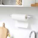 theaoo White Paper Towel Holder - Under Cabinet Paper Towel Holder for Kitchen, Adhesive Paper Towel Roll Rack for Bathroom Towel, Wall Mounted Matte Black Paper Towel Rack, SUS304 Stainless Steel