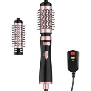 Rotating Hair Dryer Brush Ceramic, Blow Dryer Brush 2 Spin Brushes Set 1.5 Inch &2 Inch, One-Step Hot Air Brush Volumizer, Smooth, C-Curls|Black (Black)