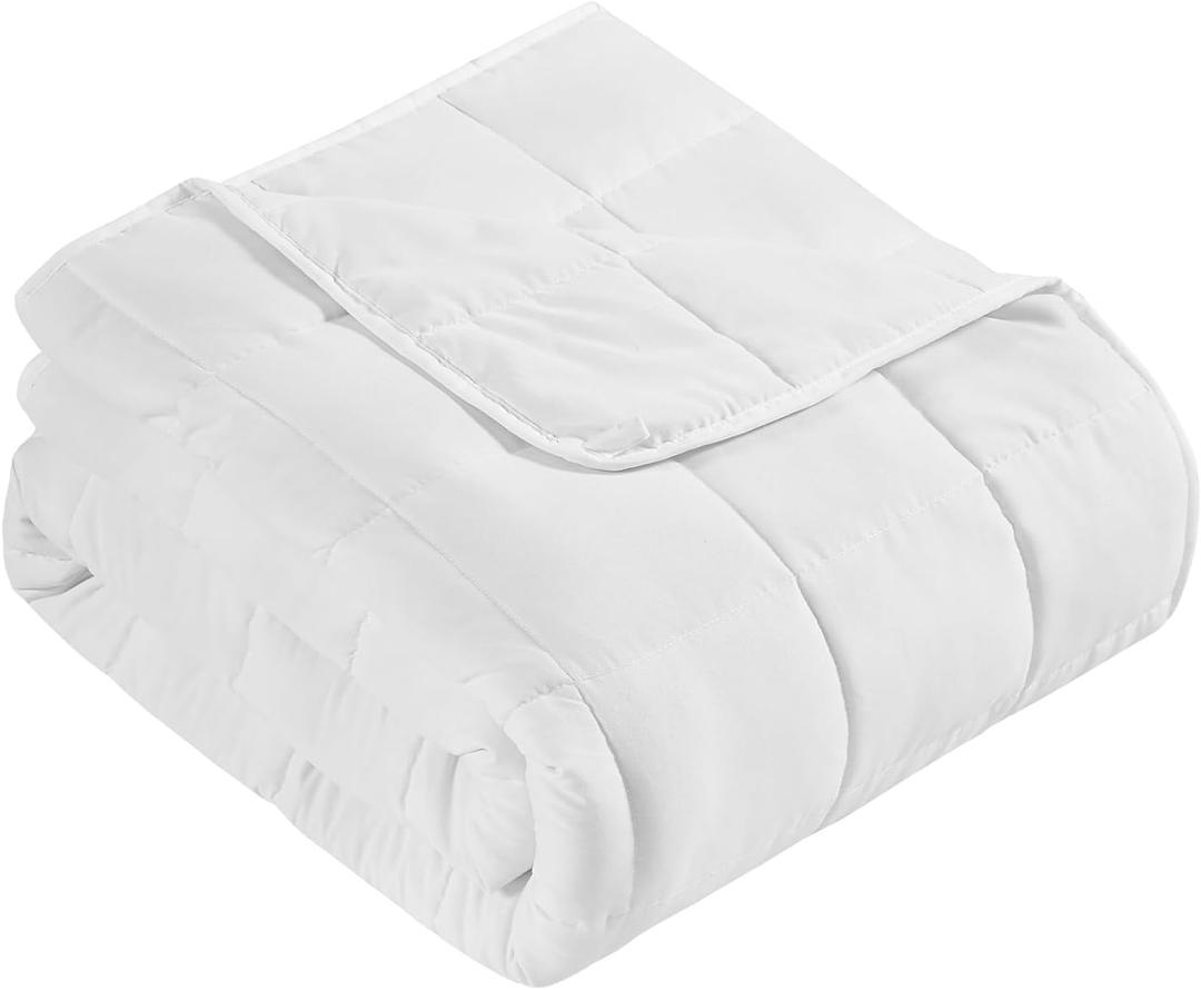 CuteKing Weighted Blanket for Adults: Weighted Blanket with Premium Glass Beads - Breathable Heavy Blanket for Comfort Sleep - Thick Blanket for Adult All Season (12lbs, 48"x72", White)