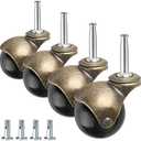 Brass Vintage Antique 2" Ball Caster Wheels - Set of 4 Heavy Duty, 5/16" x 1 1/2" (8 x 38mm) Wheels with Sleeve for Furniture, Chairs, Cabinets