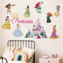 Runtoo Princess Wall Decals for Girls Bedroom Crown Castle Wall Art Stickers Kids Baby Nursery Home Decor