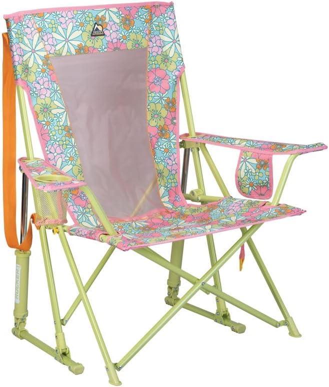 GCI Outdoor Comfort Pro Rocker Camping Chair | Portable Folding Rocking Chair with Durable Armrests & Drink Holder Floral, One Size