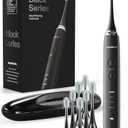 Aquasonic Black Series Ultra Whitening Toothbrush – ADA Accepted Electric Toothbrush- 7 Brush Heads & Travel Case – 40,000 VPM Electric Motor & Wireless Charging - 4 Modes w Smart Timer