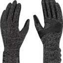 Womens Winter Gloves Spandex Touchscreen Warm Fleece Lined for Cold Weather (One Size, Black Heather)
