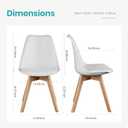 Sweetcrispy Dining Chairs Set of 4, Kitchen Room PU Leather Mid Century Modern Chairs, Upholstered Dining Desk Chairs with Wood Legs for Home Office, White