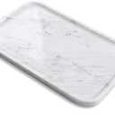 Yew & Tulip 14" x 8.5" Natural Marble Tray for Kitchen, Bathroom, Living Room – Serving/Decorative Vanity Tray for Jewelry, Candles, Decor (Carrara White)