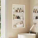 14x24 Recessed Medicine Cabinet, Medicine Cabinet No Mirror, 304 Stainless Steel Medicine Wall Niche with 3-Tiers Shelves, Matte White
