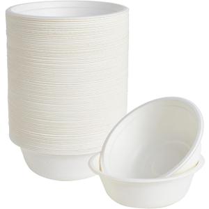 ECOLipak 16 oz Paper Bowls, [150-Pack] Compostable Paper Bowls Bulk, Heavy-duty Disposable Bowls for Hot And Cold Food
