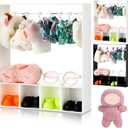 17cm Doll Clothes Closet with 13 Hangers Clothes Storage for Figures Wardrobe Furniture Accessories 17cm Doll Accessories Display Box Portable Storage for Dollhouse(White)