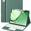 Harvopu for iPad Air 13 Inch & Pro 12.9 Case with Keyboard - Multi-Touch Trackpad, 7 Colors Backlit, Detachable Keyboard Cover for iPad Pro 12.9 (6th, 5th, 4th, 3rd gen), Air 13 M4/M3/M2, Pine Green