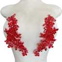 Handmade Bodice Rhinestones Applique Sewing Glass Beads Stones Crystal Trim Lace Patches for Dress Clothing Accessories 1pair/Bag 3.1X9.4inches (Red)