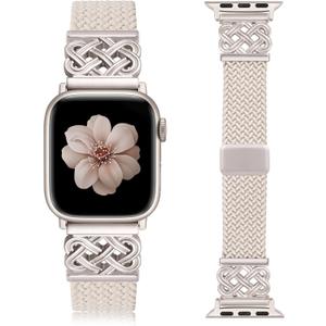 TOYOUTHS Braided Magnetic Band Compatible with Apple Watch Bands  Women, Men, Dressy Celtic Metal Stretchy Elastic Strap for iWatch Size: 42mm(Series 11 10) 41mm 40mm 38mm, Starlight