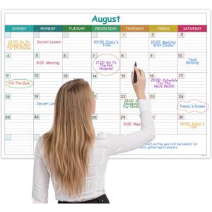 Large Dry Erase Calendar for Wall - Undated Dry Erase Calendar, Erasable Laminated Calendars for Wall with 8 Round Stickers, 40" x 28", Monthly Calendars for Office, Home, Classroom - Colorful (MULTICOLORED2)