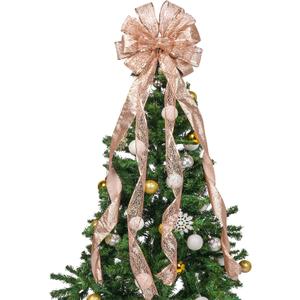 45 * 13Inch Christmas Tree Topper Bow Decoration, Giftable Large Glitter Tree Decoration Ornaments(Rose Gold)