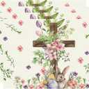 XCHI Watercolor Bunny Cross Colorful Eggs Flowers Leaves Rabbits Easter Placemats Set of 4 Table Mats for Masquerade Party Home Kitchen Dining Table Decorations 12x18 Inch
