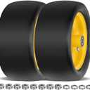 2 Pcs 13x6.50-6 Lawn Mower Tires Flat Free with 3/4" Chrome Steel Bearings, 13x6.50-6 Zero Turn Mower Front Tires, 13x6.5-6 Flat Free Lawn Mower Tires for Commercial Grade Lawn, 5.5"-7.5" Centered Hub
