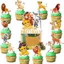 25Pcs Lion-King Birthday Party Supplies Pack Includes 1 Cake Topper 24 Cupcake Toppers for Lion-King Party Supplies