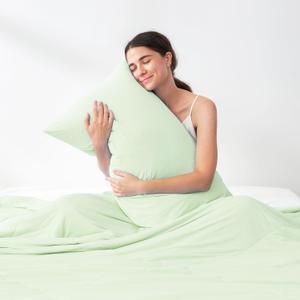 Cozy Bliss Cooling Pillow Cases for Hot Sleepers, Q-Max>0.4, Queen Size Set of 2, Soft & Silky Pillow Covers with Envelope Closure,Gift, Green, 20x30 Inches