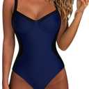 SUUKSESS Womens Tummy Control One Piece Swimsuit Sexy Crisscross Back Bathing Suit, S