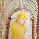 DRESHOW BQUBO Newborn Receiving Blanket Bow Hat Gloves Set Cotton Warm Baby Swaddle Blanket Wrap Baby Sleep Sack Shower Gift