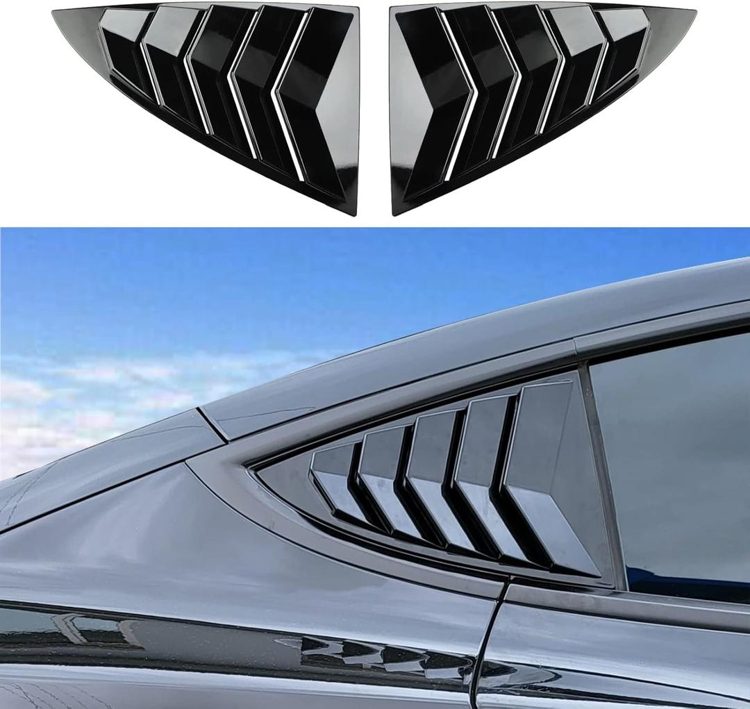 YHCDSEA for Model 3 Rear Side Window Shutter Cover Louver Sport Style Cool Exterior Decoration fit for Tesla Model 3 2017-2026 Accessories (Glossy Black)