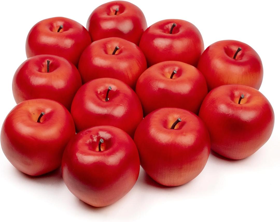 16 Pcs 3inch Fake Apples Decoration Artificial Apples Fake Fruits for Home Kitchen Decoration (Red)