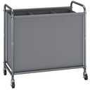 STORAGE MANIAC Rolling Laundry Hamper, 165L Laundry Basket with Lockable Wheels, Triple Clothes Sorter Cart, 3 Bag Clothes Separator Hamper for Closet, Bathroom, Laundrys Room, 3 Section Gray