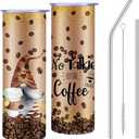 Havawish Gnome Coffee Tumbler 20oz Glitter Brown Cup Tumbler with Lid and Straw Coffee Lovers Gift Insulated Travel Mugs for Birthday Gifts(Gnome) 1Count 2 Straws