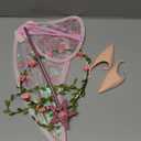 Sratte 4 Pcs Fairy Butterfly Wings for Girls Kids Princess Floral Crown Star Wand Ears Halloween Dress up Costume Accessories(Pink)