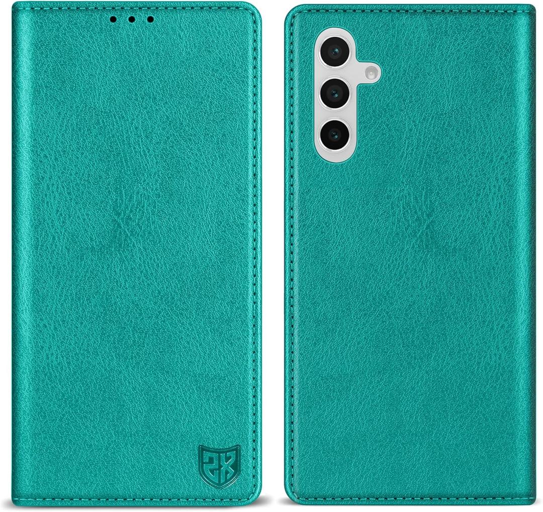 ZZXX for Samsung Galaxy S24 FE Wallet Case with [RFID Blocking] Card Slot Stand Strong Magnetic Leather Flip Fold Protective Phone Case for Samsung Galaxy S24 FE Case Wallet(Lake Blue-6.7 inch)