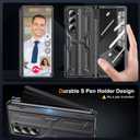 for Samsung Z-Fold-6 Pen Case: Slim Hinge Stand Case with Screen Protector - Support Wireless Charging - Soft Full Body Protective Phone Cover for Galaxy Z Fold6 Black