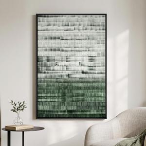 Framed Dark Sage Green Modern Abstract Wall Art, 1 Piece 24x36 In