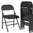Garvee Folding Chairs Set of 4, PU Upholstered, Metal Frame, 350 lbs Capacity, Portable, Dining Room, Office, Camping