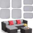 ClawsCover 7Pack Outdoor Seat and Back Cushions Replacement Covers Fit for 3/5 Pieces 4-Seater Wicker Rattan Patio Furniture Conversation Set Sectional Couch,Gray-Small (Include Cover Only), Grey