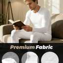 WEERTI Thermal Underwear for Men Long Johns with Fleece Lined Base Layer Men Cold Weather Top Bottom (White, L)