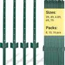 Fence Posts 6 Ft - 16 Pack, Requires Manual Assembly, Heavy Duty Metal Fence Post, No Dig U Post for Farm, Garden, Orchard and Outdoor Wire Fencing (Green)