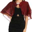 Women's Sheer Tencel Shawls and Wraps for Evening Dresses Soft Wedding Cape Lightweight Bridesmaid Scarves Cover Up (Ruby)