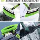 Yougfin 43" Ice Scraper for Car Windshield, Snow Brush with Squeegee, 3 in 1 Snow Removal for Cars with Foam Grip and 180 Pivoting Brush Head for Auto Truck SUV (Green)