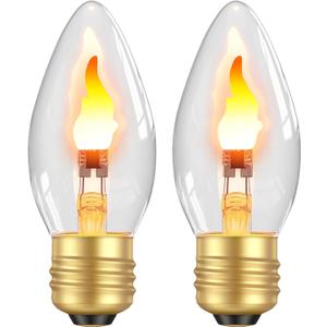 Hompavo LED Flame Light Bulbs, 3W Flickering Fire Bulb, E26 Glass Shell for Halloween Christmas Party Patio Porch Home Indoor & Outdoor Decorations - 2