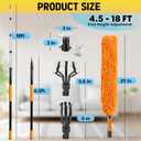 LD 26+ Feet Reach Light Bulb Changer for High Ceilings with 5-18FT Telescoping Extension Pole – Suction Cup, Basket Attachments, Gloves, Brush and Bag, Ideal for Recessed and Ceiling Lights