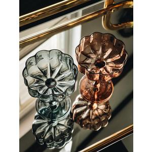 Khen Flower Vintage Wavy Glass Coupes Martini, Champagne & Cocktail Coupes - Set of 3-7oz Colorful Cocktail Glasses & Prosecco, Mimosa Glassware Copyright Design - Blush Pink